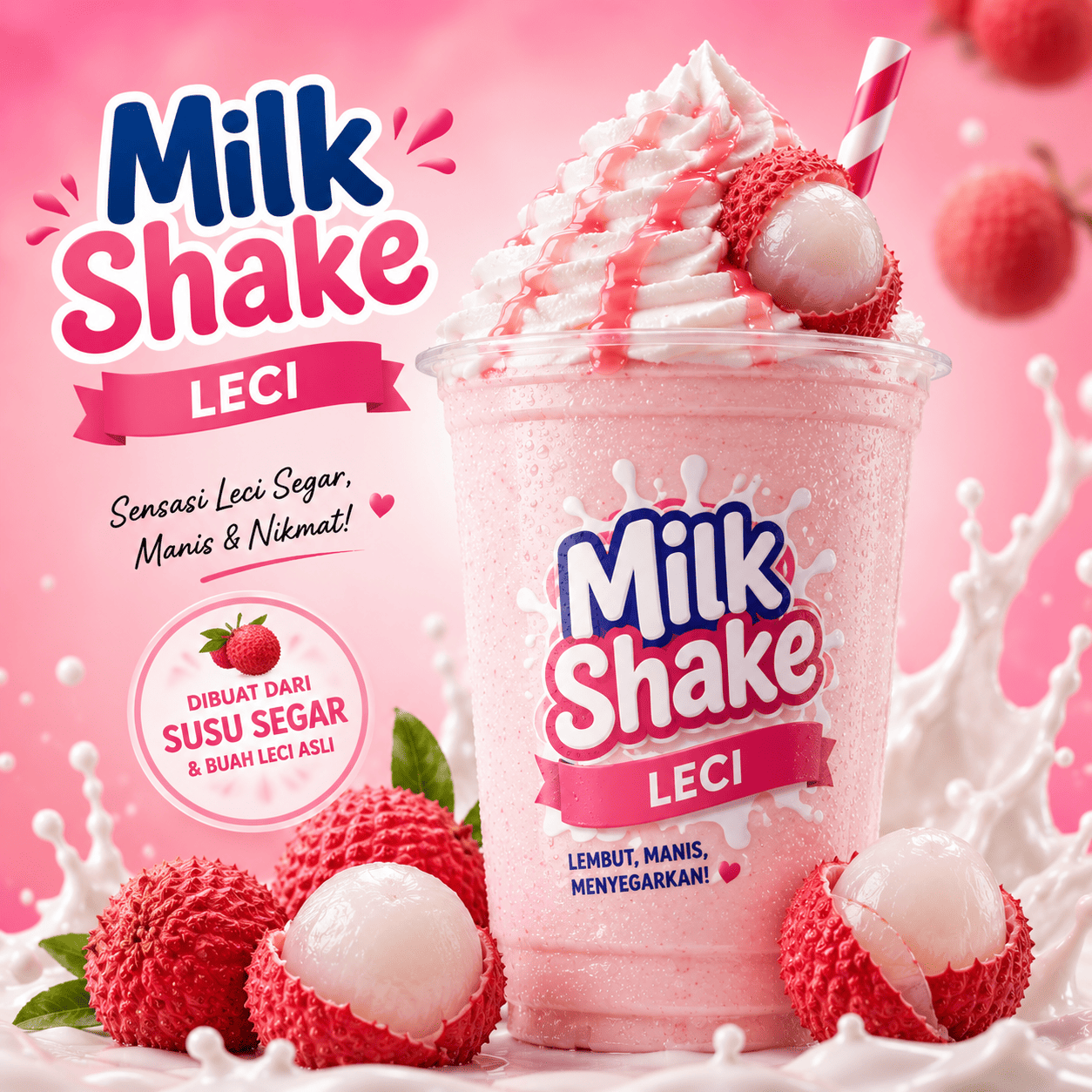 Milk Shake Leci Warkop 84 minuman creamy rasa leci